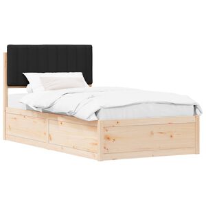 vidaXL Bedframe met Gevoerd Hoofdgedeelte Zwart 100 x 200 cm