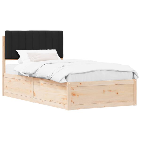 vidaXL Bedframe met Gevoerd Hoofdgedeelte Zwart 100 x 200 cm