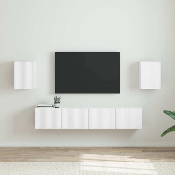 vidaXL TV Wandkast 2 pcs Wit 30 x 31 x 40 cm Bewerkt hout