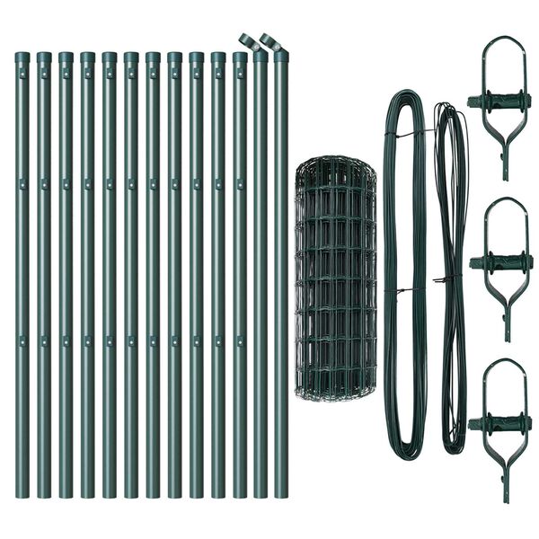 vidaXL Hek met Paal Groen 0,4 x 25 m Staal en PVC