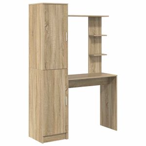 vidaXL Bureau met plank met opslag met de deur 2 st Sonoma Eiken