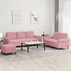 vidaXL 3-delige Loungeset met kussens fluweel roze