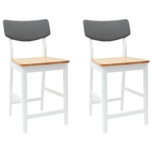 vidaXL Eettafelstoelen 2 st Massief Rubberhout Wit 48 x 49 x 95 cm