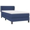 vidaXL Boxspring met matras stof blauw 90x190 cm