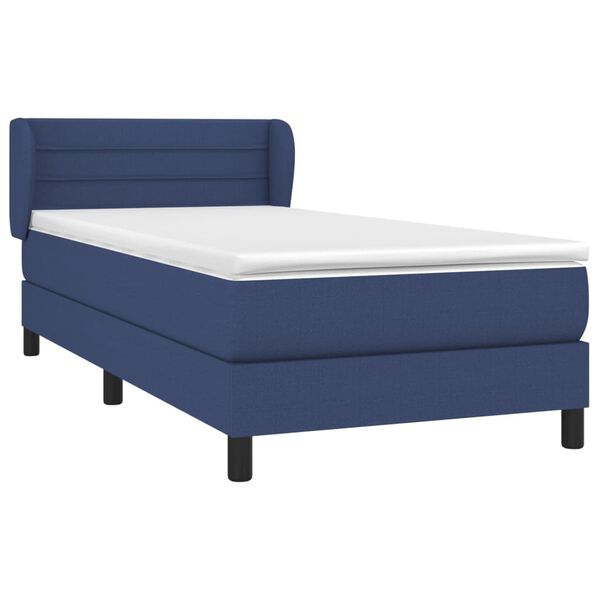 vidaXL Boxspring met matras stof blauw 90x190 cm
