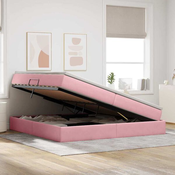 vidaXL Opbergbed met matras met matras Roze 200 x 200 cm Fluweel