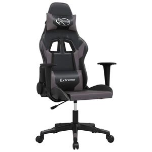 vidaXL Gamestoel kunstleer zwart en grijs