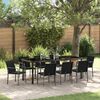 vidaXL Tuin eettafelset 9 pcs Zwart en Grijs PE Rattan