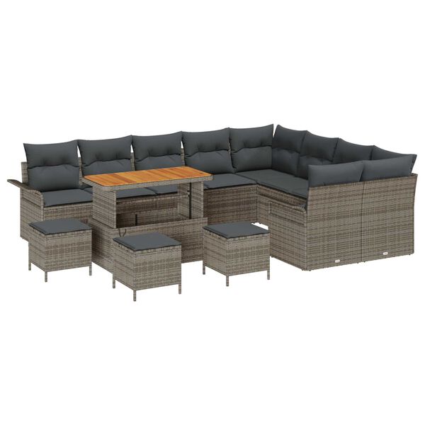 vidaXL Tuin Sofa Set met kussen met opslag met kussen 13 pcs Grijs