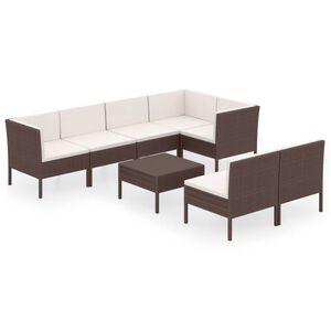 vidaXL 8-delige Loungeset met kussens poly rattan bruin