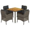 vidaXL 5-delige Tuinset met kussens poly rattan grijs