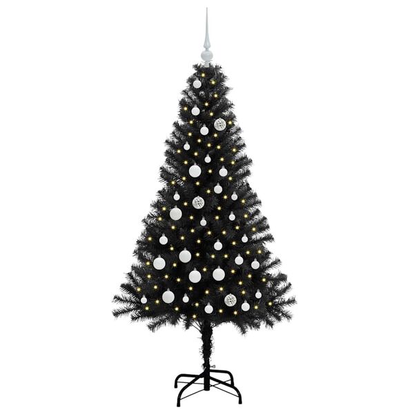 vidaXL Kerstboom met 150 LED met standaard Zwart 150 cm PVC