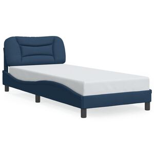vidaXL Bedframe met LED zonder matras "Hvar" 90x200 cm stof blauw