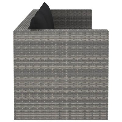 vidaXL 3-delige Loungeset met kussens poly rattan grijs
