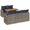 vidaXL 6-delige Loungeset met kussens poly rattan grijs