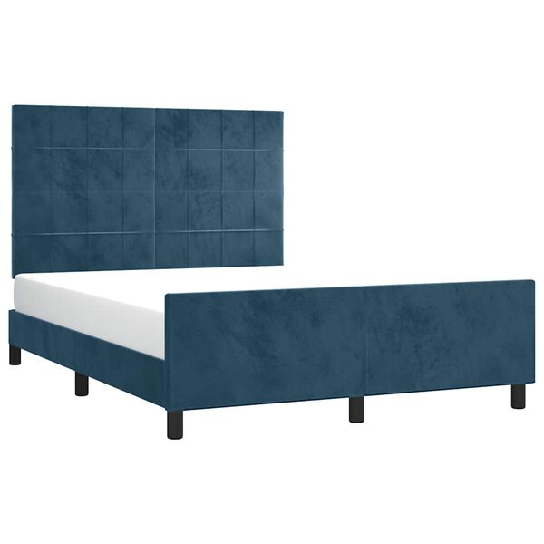 vidaXL Bedframe zonder matras 140x190 cm fluweel donkerblauw