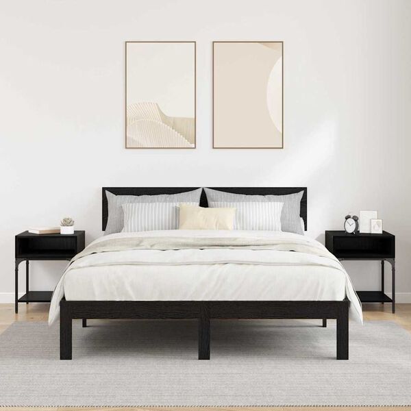 vidaXL Nachtkastje 2 pcs Zwart Eiken 40 x 40 x 50 cm Bewerkt hout