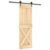 vidaXL Schuifdeur Naturel en Zwart 70 x 210 cm Massief Grenenhout