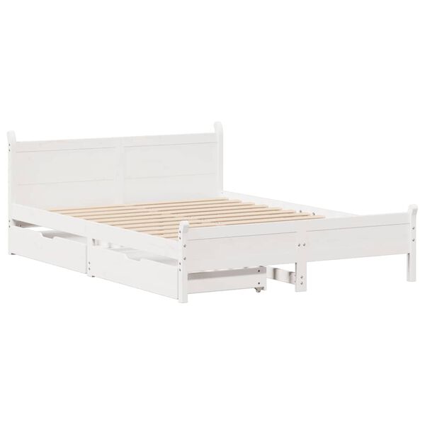 vidaXL Bedframe zonder matras massief grenenhout wit 135x190 cm