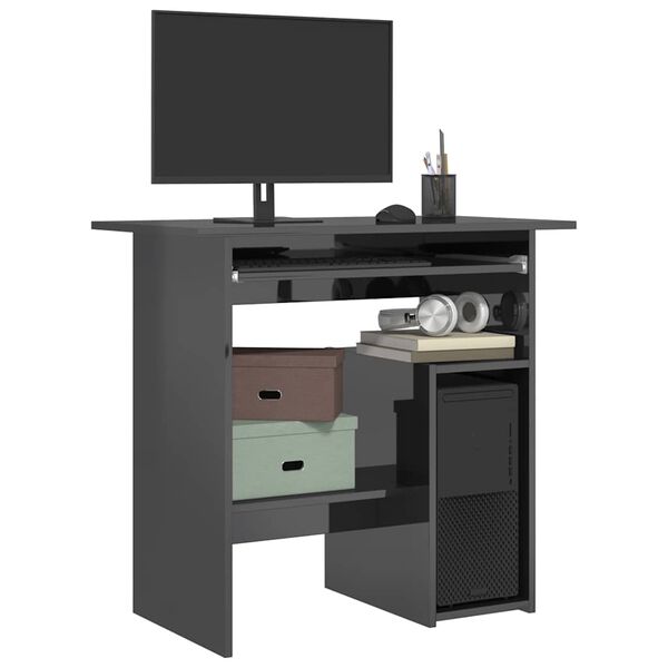 vidaXL Bureau 80x45x74 cm spaanplaat hoogglans grijs