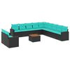 vidaXL 12-delige Loungeset met kussens poly rattan zwart