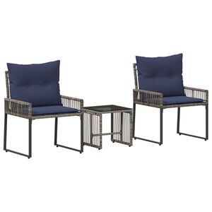 vidaXL Buitenmeubelset 7 pcs Grijs en Marineblauw poly rattan