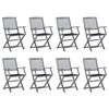 vidaXL Tuinstoelen 8 st inklapbaar met kussens massief acaciahout