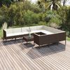 vidaXL 11-delige Loungeset met kussens poly rattan bruin