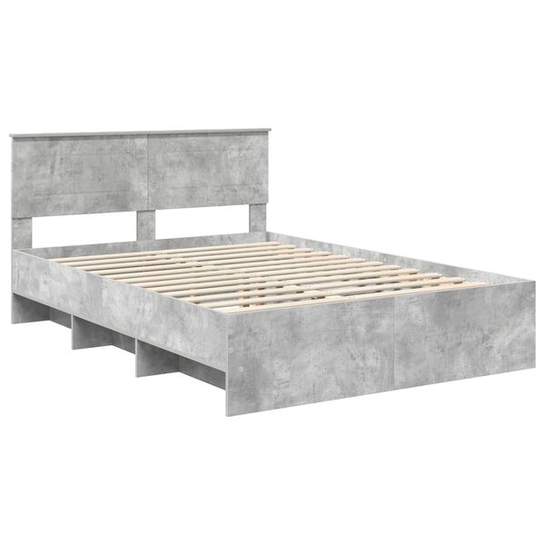 vidaXL Bedframe met hoofdeinde Beton Grijs 140 x 200 cm Bewerkt hout