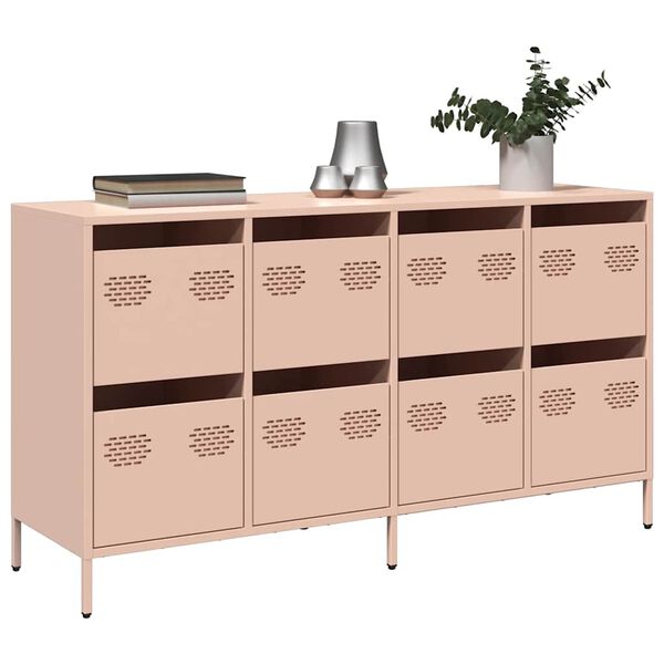 vidaXL Dressoir 135x39x73,5 cm koudgewalst staal roze