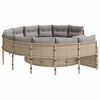vidaXL Tuinbank met tafel en kussens rond poly rattan beige