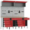 vidaXL Werk Cabinet met lade met opslag 10 pcs Rood 200 x 55 x 200 cm