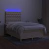 vidaXL Boxspring met matras en LED stof cr&egrave;mekleurig 120x190 cm
