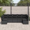 vidaXL Bankstel met kussen 7 pcs Zwart poly rattan