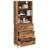 vidaXL Hoge kast met lade Oud Hout 69,5 x 32,5 x 180 cm Bewerkt hout