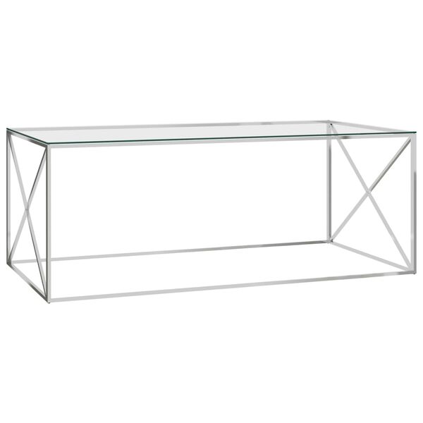 vidaXL Salontafel 120x60x45 cm roestvrij staal en glas zilverkleurig