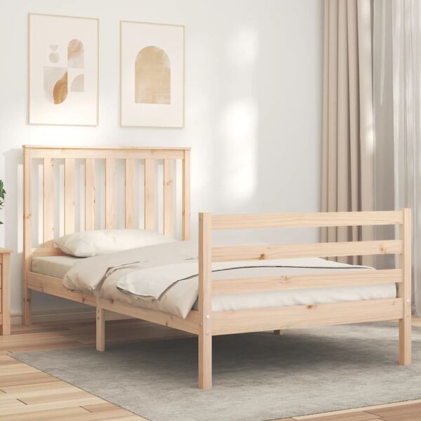 vidaXL Bedframe met hoofdbord massief hout 100x200 cm