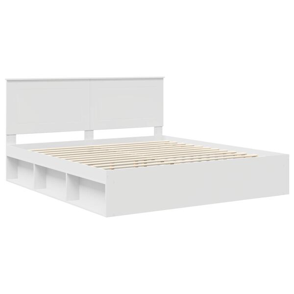 vidaXL Bedframe met hoofdeinde Wit 180 x 200 cm Massief grenenhout