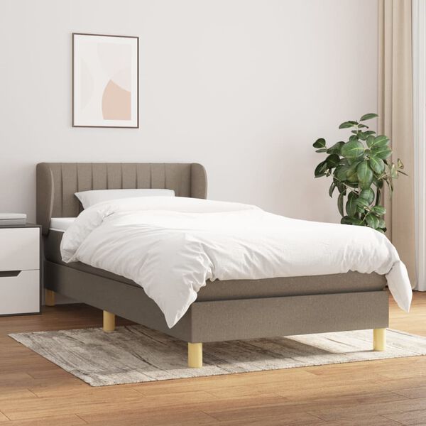 vidaXL Boxspring met matras stof taupe 100x200 cm