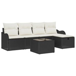 vidaXL Tuin Sofa Set met kussen 6 pcs Zwart en Cr&egrave;me poly rattan