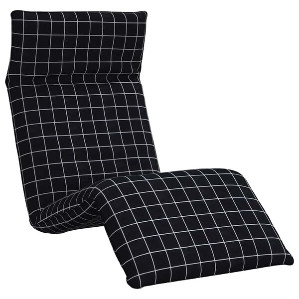 vidaXL Opvouwbare ligstoel Zwart Geruit Patroon 175x54x8,5 cm Oxford Stof