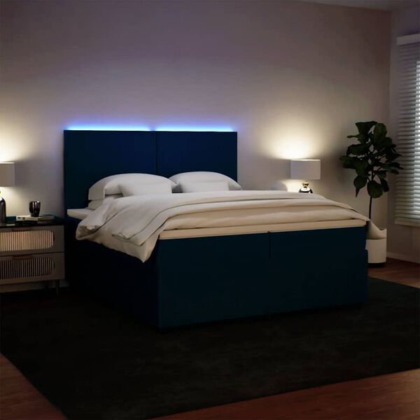 vidaXL Boxspring met matras fluweel blauw 200x200 cm
