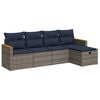 vidaXL 5-delige Loungeset met kussens poly rattan grijs
