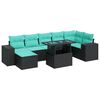 vidaXL 8-delige Loungeset met kussens poly rattan acacia zwart