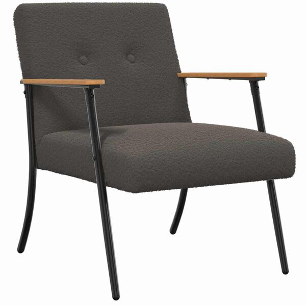 vidaXL Fauteuil Donkergrijs 59 x 75 x 78 cm Krullend Wol-achtig Stof