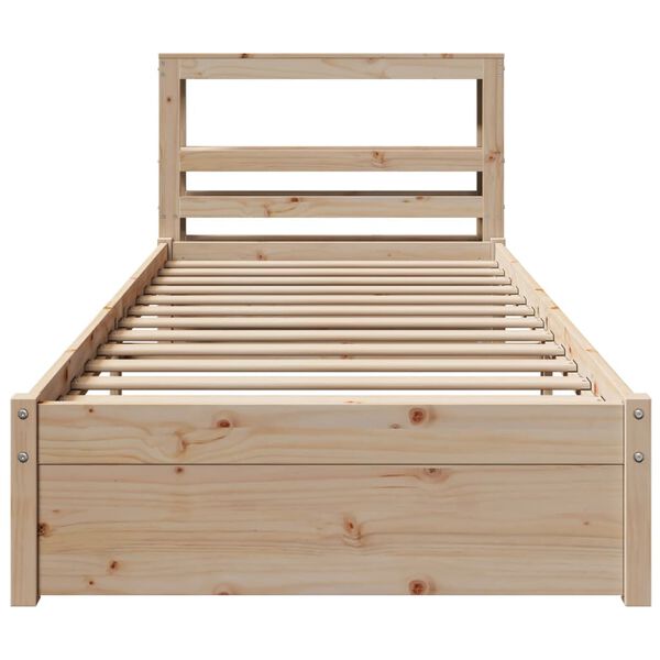vidaXL Bedframe met hoofdbord massief grenenhout 75x190 cm