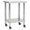 vidaXL Keukenwerktafel met wielen 60x45x85 cm roestvrij staal