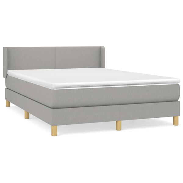 vidaXL Boxspring met matras stof lichtgrijs 140x190 cm