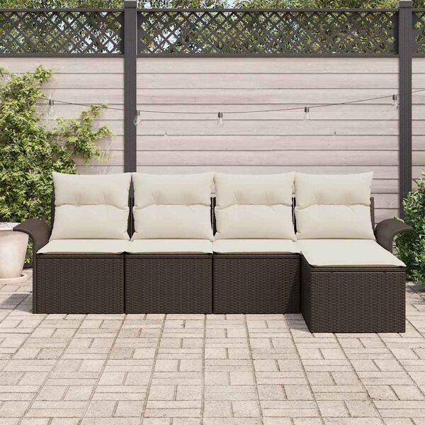 vidaXL Buitensofa met kussen 5 pcs Bruin poly rattan