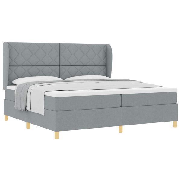 vidaXL Boxspringbed met Matras Donkergrijs 90x190 cm Lichtgrijs